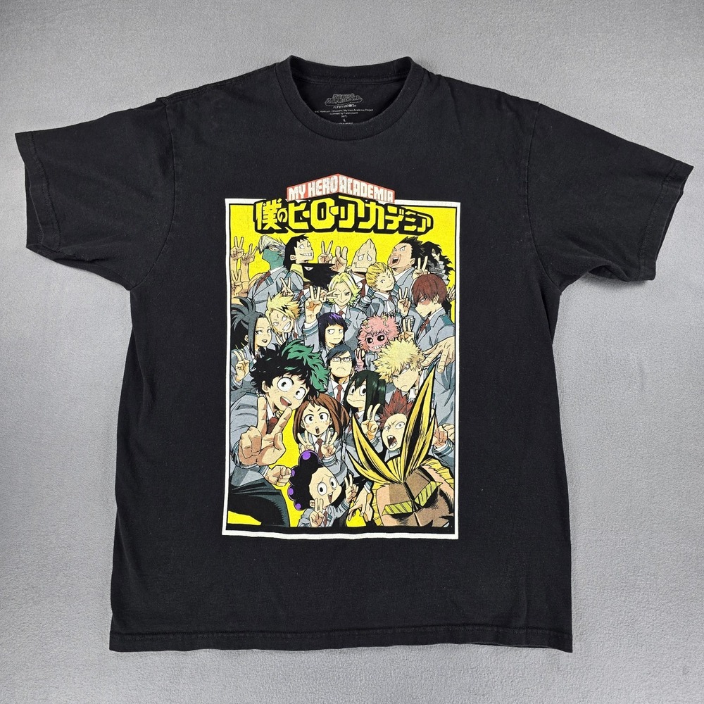 My Hero Academia Anime Graphic T-Shirt Black Size L Funimation K Honkoshi